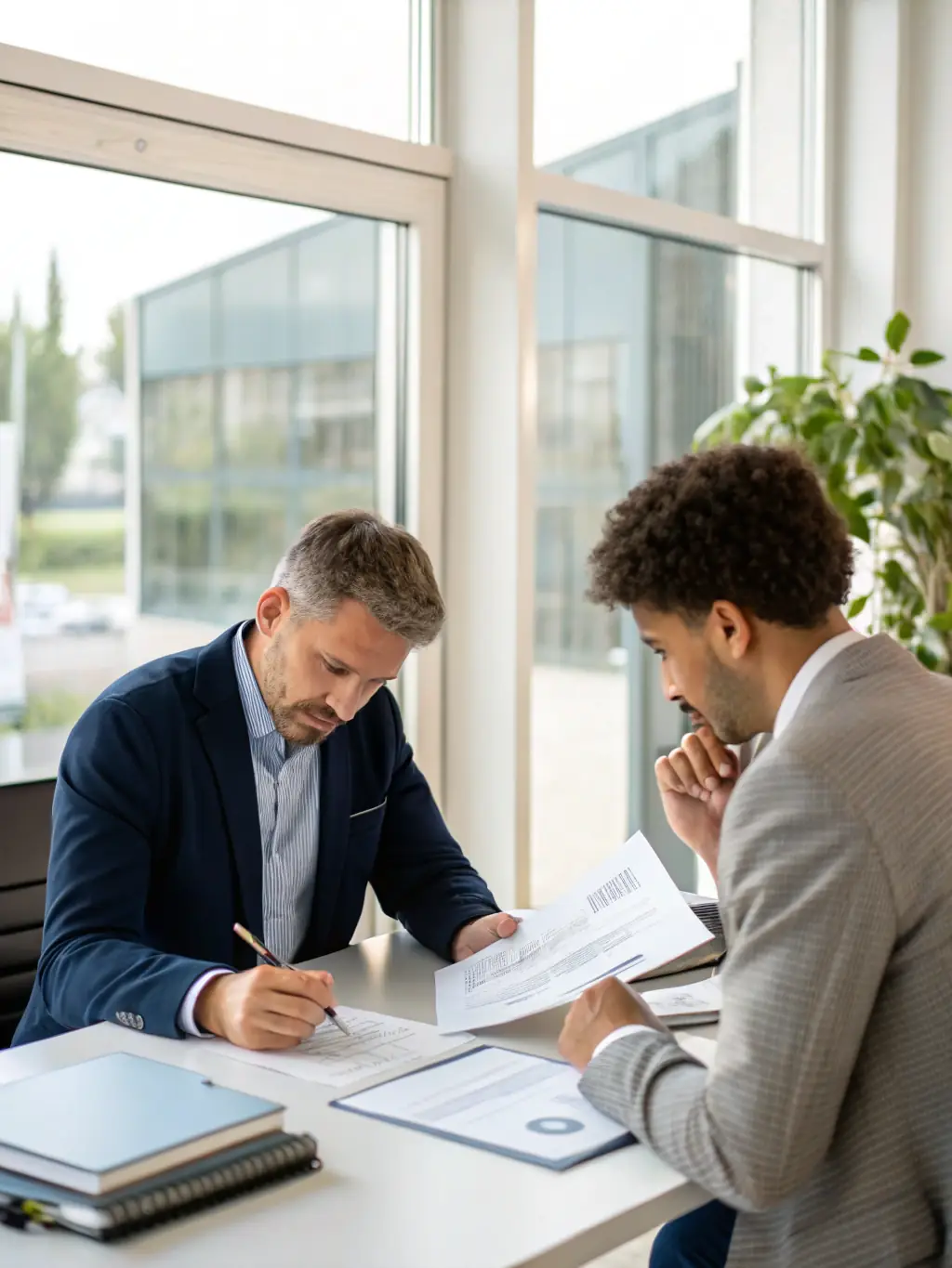 A consultant advising a business owner, symbolizing the ongoing guidance and support provided through LeMay Consulting's Advisory services.