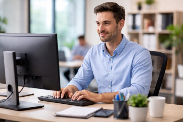 man in office getting leads